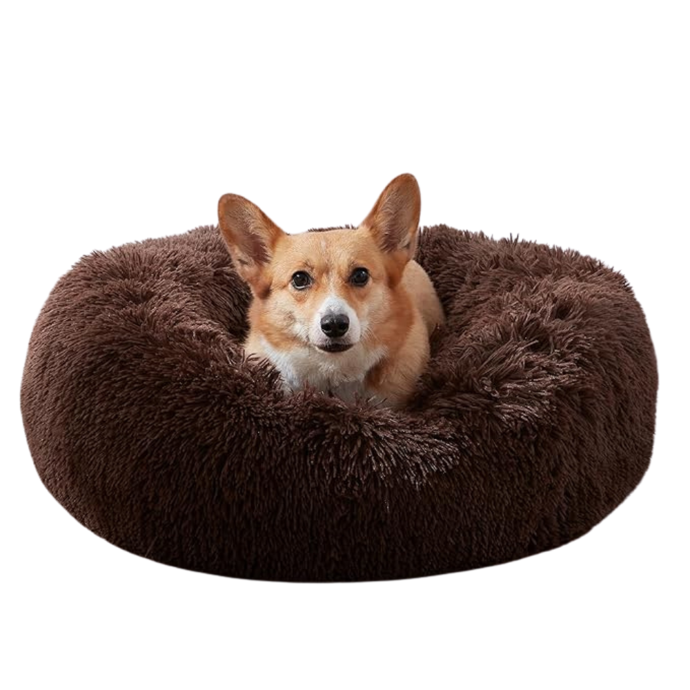 Plush Calming Brown Pet Bed