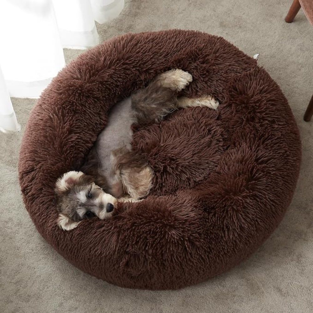 Plush Calming Brown Pet Bed