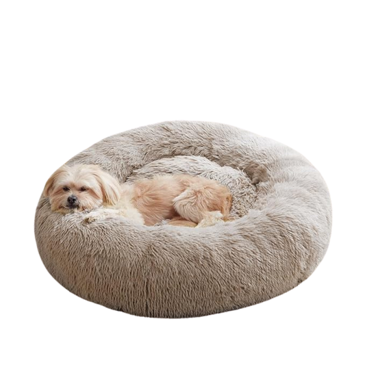 Plush Calming Gray Pet Bed