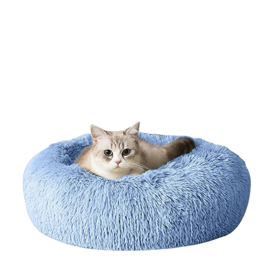 Plush Calming Blue Pet Bed